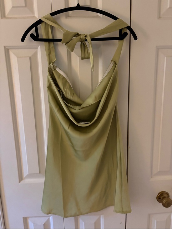 Hello Molly Dresses & Skirts - Hello Molly Olive Green Satin Cowl Mini Dress